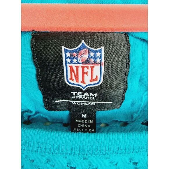 NFL Team Apparel Women's Miami Dolphins Teal Orange Long Sleeve Crop Top‎ Net - Picture 4 of 11